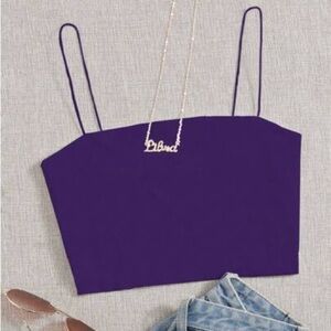 JOY LAB Purple Spaghetti Strap Cropped Tank Top
